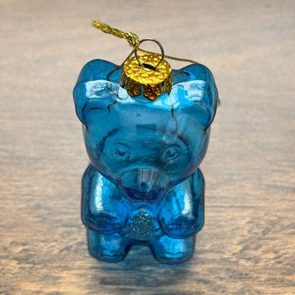 Blue Glass GUMMY BEAR Candy Christmas Tree Belly Hanging Holiday Ornament Decor - Picture 3 of 9